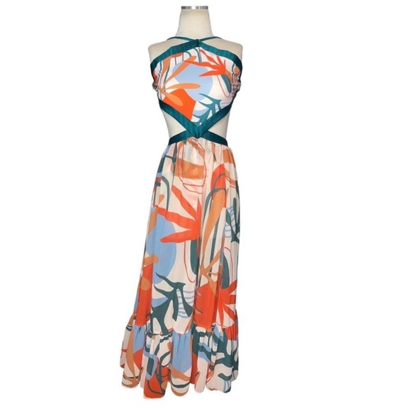 NWT PatBO Rio Print Halter Cutout Maxi Dress (XS) - Picture 4 of 7